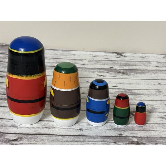 Hand Painted Christmas Nutcracker Nesting Dolls 5 Pc - Picture 11 of 13